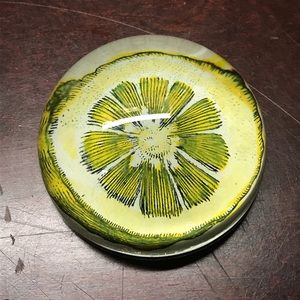 John Derian Glass Dome Lemon Decoupage Paperweight